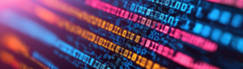 Close-up of colorful lines of code on a computer screen representing programming, software development, and digital technology.