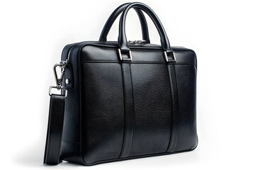 Poster - Elegant Black Leather Briefcase with Detachable Strap