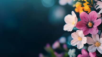 Sticker - A bouquet of flowers with a blue background