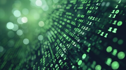 Abstract binary code in green