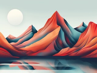 Poster - Geometric Mountain Landscape Illustration