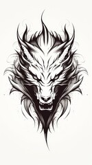 Wall Mural - Black Dragon Symbol Tattoo Illustration