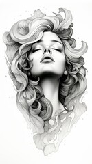 Wall Mural - Tattooed Grace in Dramatic Black