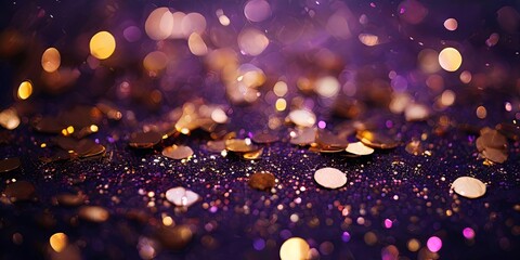 Wall Mural - A purple background with gold glitter on it