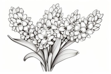 Poster - Intricate Hyacinth Tattoo Art on White