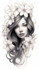 Wall Mural - Elegant Jasmine Tattoo Illustration