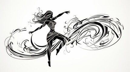 Wall Mural - Energetic Dance Silhouette Illustration