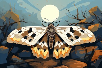 Canvas Print - Intricate Moth Perched on a Surface