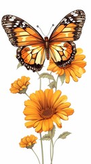 Poster - Butterfly Gracefully Resting on a Blossom