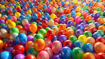 Wall Mural - Abstract sea of flying balloons painted with vibrant colors, abstract, sea, flying, balloons, paint, vibrant colors, colorful