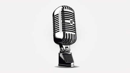 Canvas Print - Tattoo Style Vintage Microphone Illustration