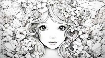 Sticker - Enchanted Fairy Coloring Page