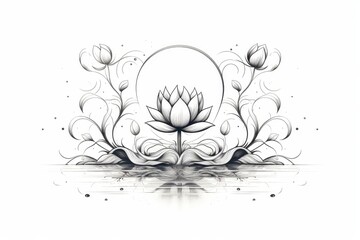 Sticker - Serene Tattoo Design in Bold Black Lines