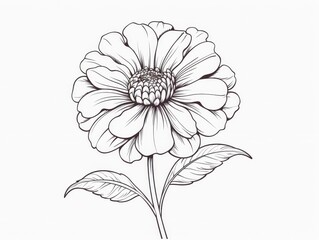 Poster - Line Art Zinnia Tattoo Design