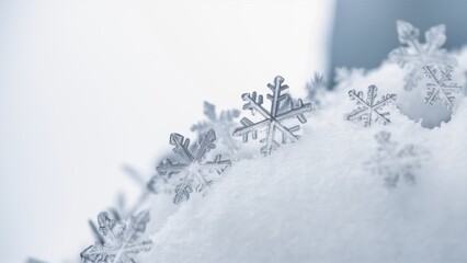 Wall Mural - A bunch of snowflakes are sitting on top of the white stuff, AI