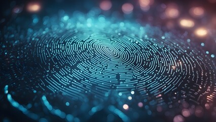A blue and purple image of a fingerprint with a lot of dots