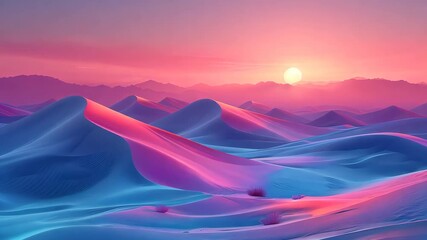 Sticker - Sun slowly setting over vibrant pink and blue desert