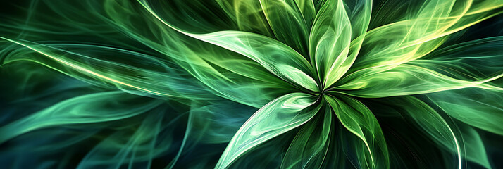 Abstract green plant, panorama wallpaper, the fresh and soothing greenness of nature