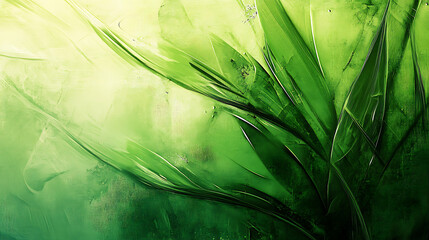 Poster - Abstract green plant, panorama wallpaper, the fresh and soothing greenness of nature