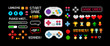 © VRTX - 8-bit retro video game gamepad controllers and buttons design - vector pixel graphics. Arcade game pixel icons collections. Console game controllers and navigation buttons