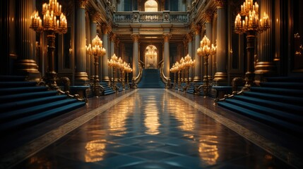 Canvas Print - Blue Carpet Grandeur: Spotlight Serenity  