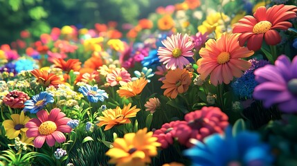 Wall Mural - Colorful Wildflowers in a Meadow.