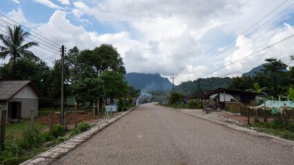 A small rural village in Vang Vieng Laos.