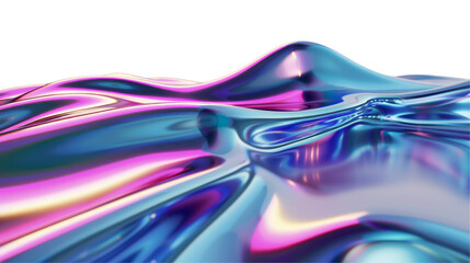 Wall Mural - Abstract blue, pink, and purple iridescent liquid texture with a transparent background.