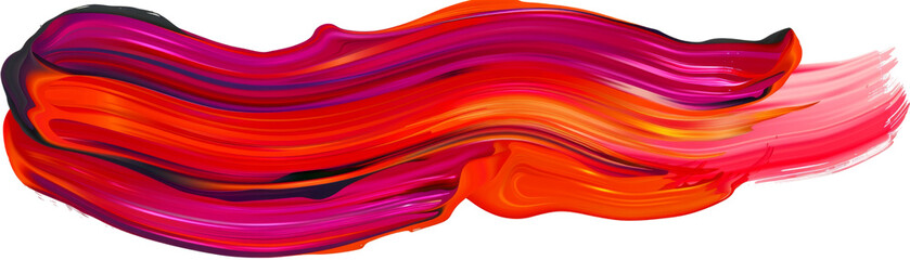 Canvas Print - Abstract wavy red, pink, and orange brushstroke on transparent background.