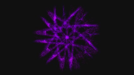 Poster - Abstract purple magical glowing particles create a multifaceted pattern and disappear, video in 4k