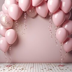 Gender party background with pink balloons - it's a girl