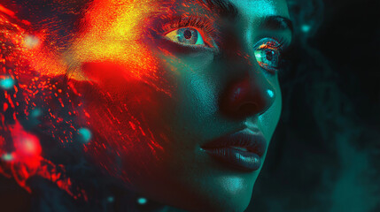 Poster - Surreal portrait with glowing accents