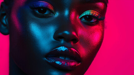 Poster - Vibrant portrait with neon colors