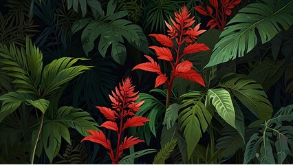 AI Generated. AI Generative. Notanical herbal exotic tropical plants herbs flowers botanical foliage background nature jungle lanfscape.