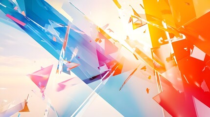 Wall Mural - Vibrant Geometric Explosion of Shapes and Colors in Dynamic Digital Art Composition