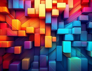 Wall Mural - Abstract 3D Colorful Rectangular Blocks, Ideal for Modern Design Concepts