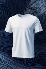 Set Mockup of a t-shirt 3D rendering, with a round neck, universal clothing for women, men, isolated on background. Template of fashion clothes for branding, place for design