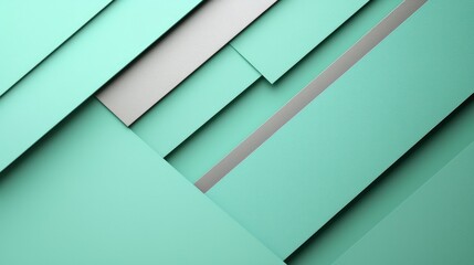 Fototapete - Rectangles of turquoise and gray paper are layered and arranged artistically on a flat surface, creating an intriguing visual exhibit