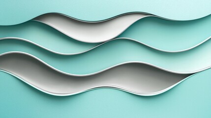 Wall Mural - The artwork features undulating layers in aqua, creating a calming and elegant abstract pattern that enhances contemporary spaces