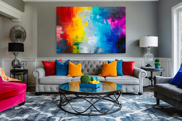 Poster - A living room filled with furniture and a large painting