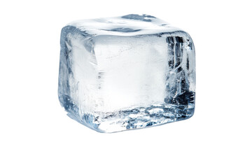 close-up image of a single ice cube isolated on a transparent background. showcasing its clarity and