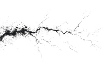 Close-up of a lightning bolt on a transparent background. This striking natural phenomenon captures the raw power of electricity.