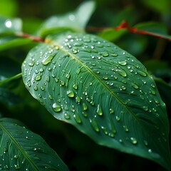 Wall Mural - water drops on leaf