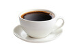 © Rattanathip - White ceramic cup filled with hot black coffee on a matching saucer, isolated on a transparent background. perfect for morning refreshment imagery.