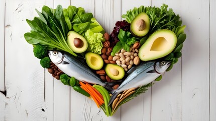 Wall Mural - Healthy heart shaped food
