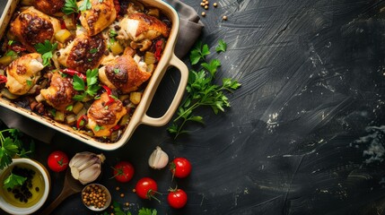 Wall Mural - Chicken Casserole with copy space