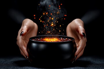 Poster - A minimalist image of a witch performing divination with potions