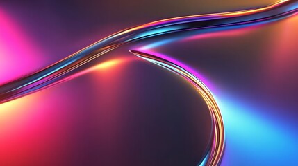 Wall Mural - Futuristic Chrome Abstract Background with Vibrant Colors and Light Flares