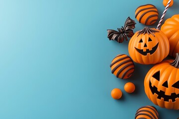 Leinwandbilder - A minimalist image of Halloween treats made from pumpkins