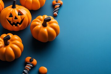 Leinwandbilder - A minimalist image of Halloween treats made from pumpkins